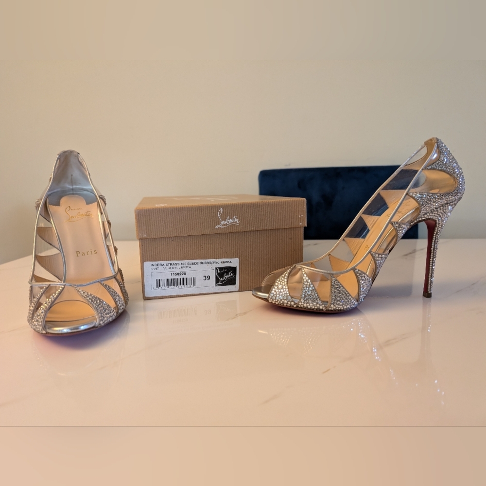 Christian Louboutin Indera Strass Women's Silver Crystal Embellished Heels